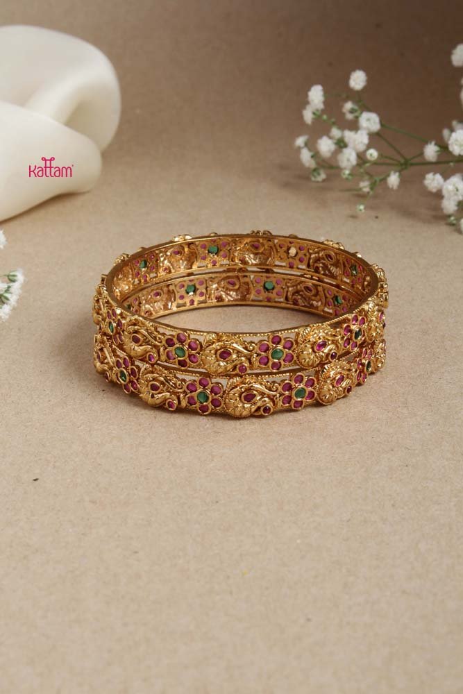 Peacock Floral Bangle - B481- V4