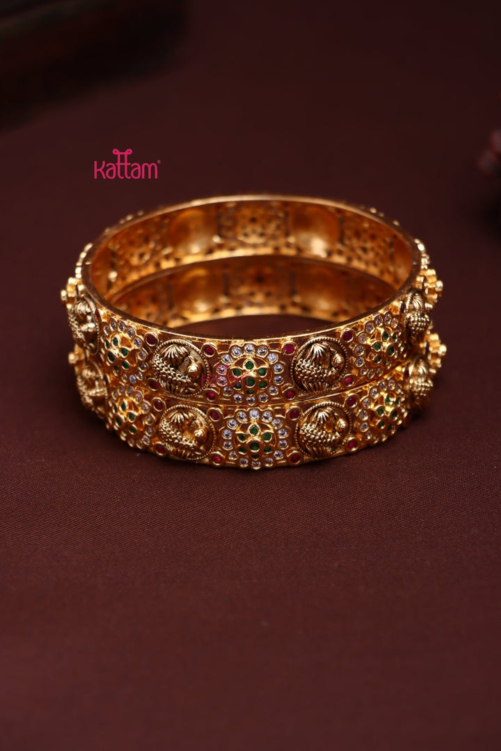 Peacock Floral Stone Bangle - B572 - V4