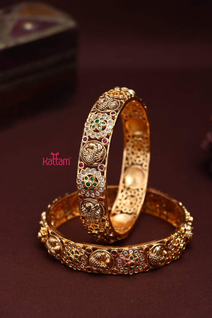 Peacock Floral Stone Bangle - B572 - V4
