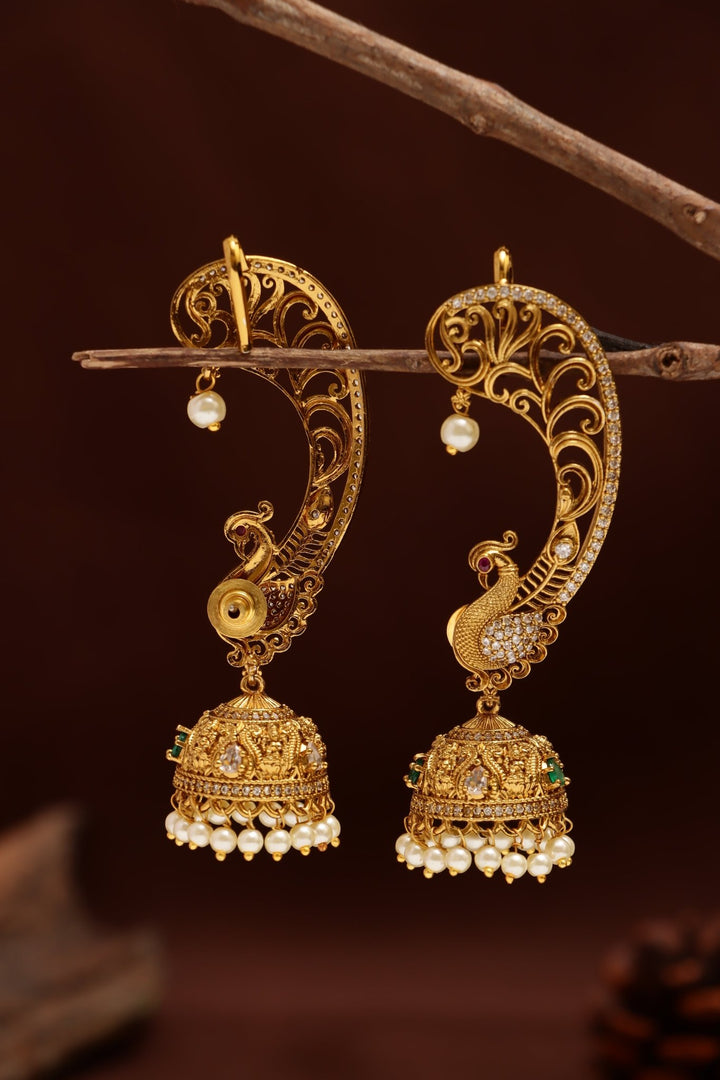 Peacock Floral Stone Earcuff - E1214