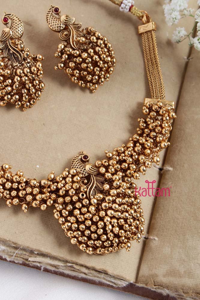Peacock Gold Cluster Choker - N2275
