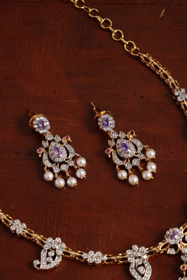 Peacock Manga Dualtone Necklace - Purple - N5341