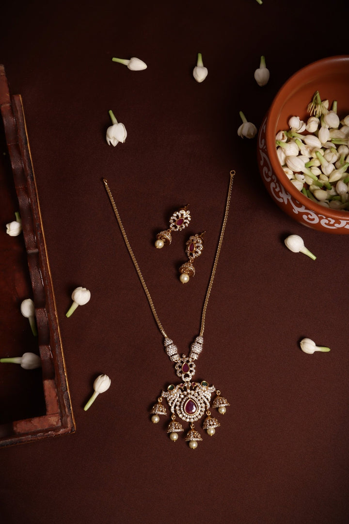 Peacock Multistone Attigai Necklace - N4129