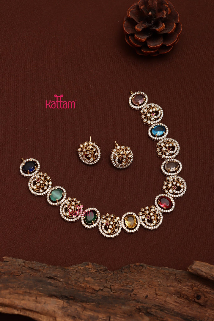 Peacock Multistone Choker - N3706