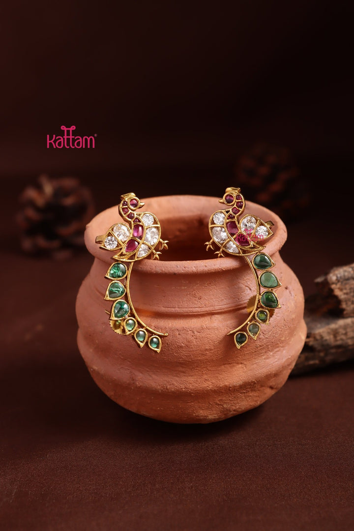 Peacock Multistone Earcuff Earring - E1366