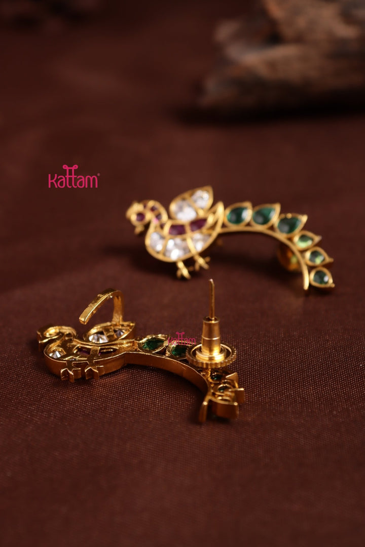Peacock Multistone Earcuff Earring - E1366