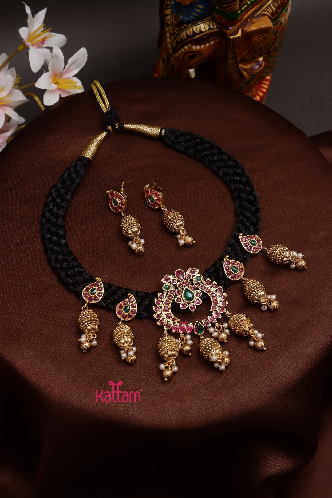 Peacock Paisley Drop Choker - N3768