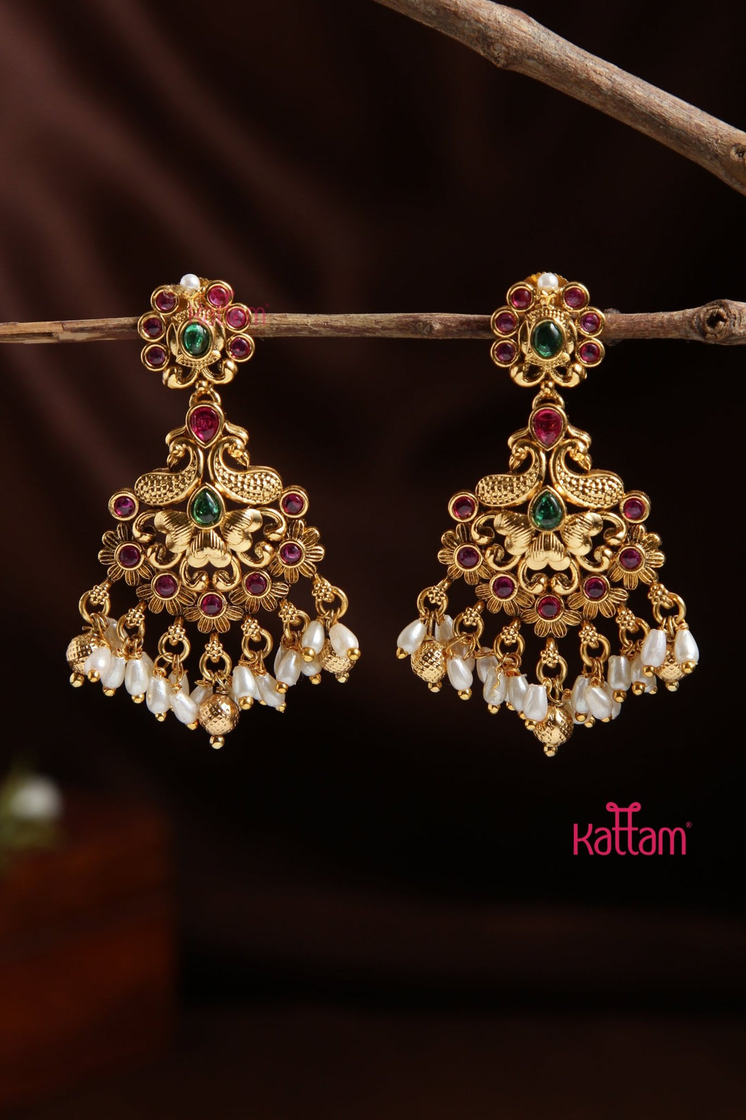 Peacock Pearl Drop Earring - E928