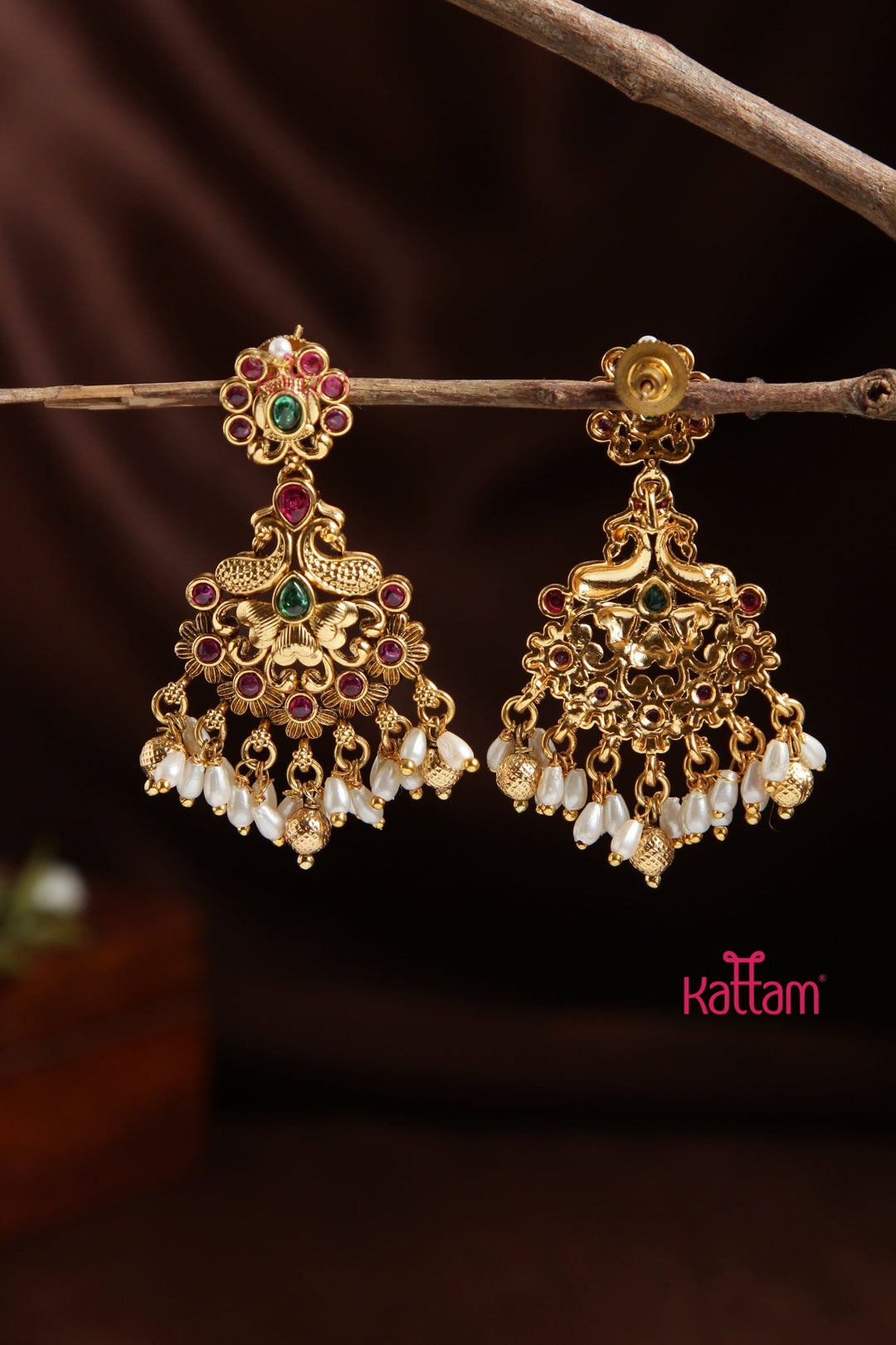 Peacock Pearl Drop Earring - E928