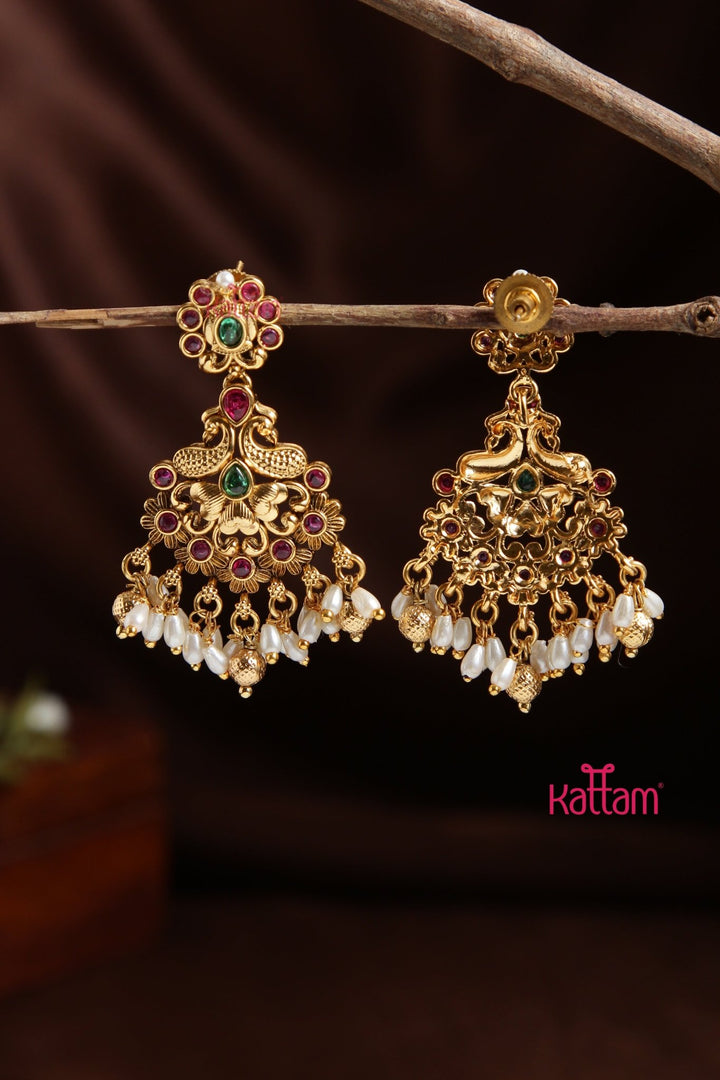 Peacock Pearl Drop Earring - E928