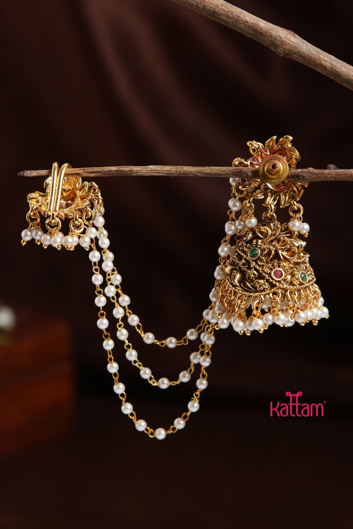 Peacock Pearl Jhumka With Mattal - E937