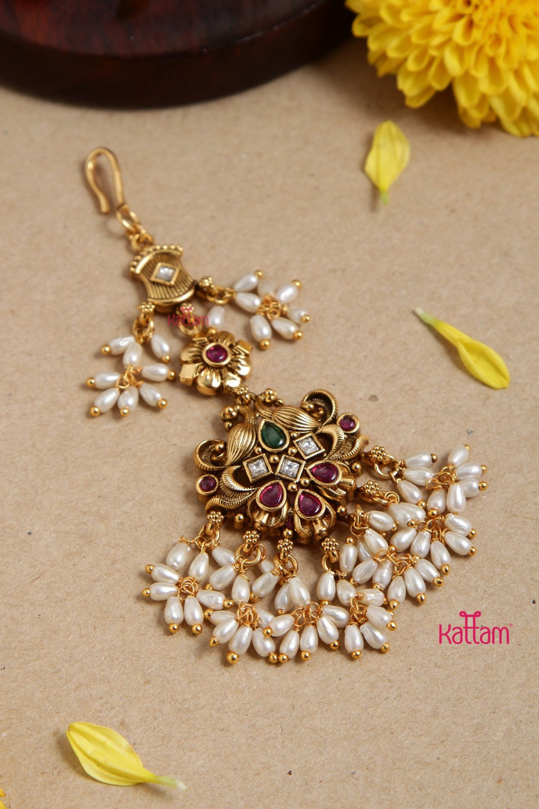Peacock RicePearl Maang Tikka - MT115