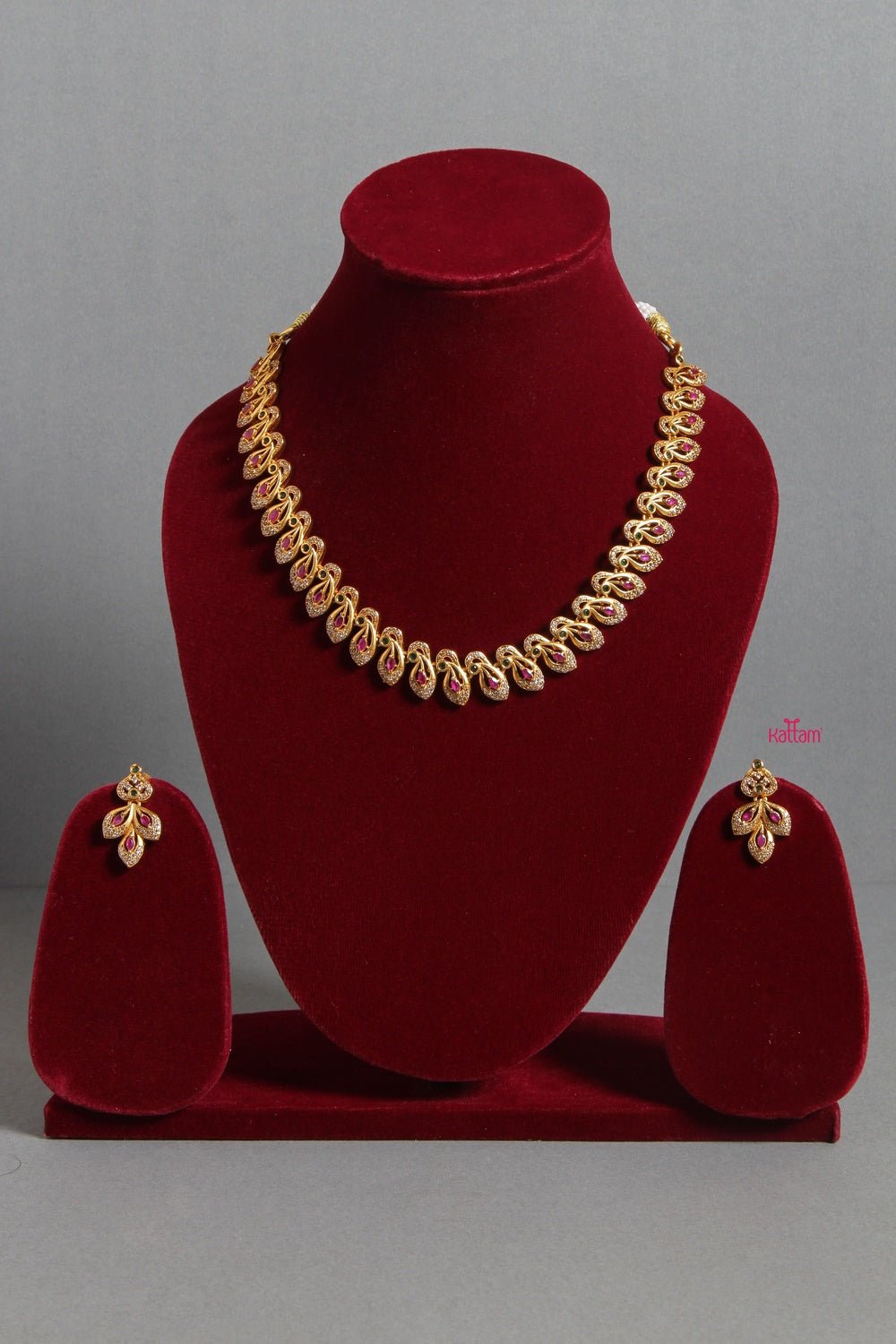 Peacock Ruby Stone Necklace - N1245