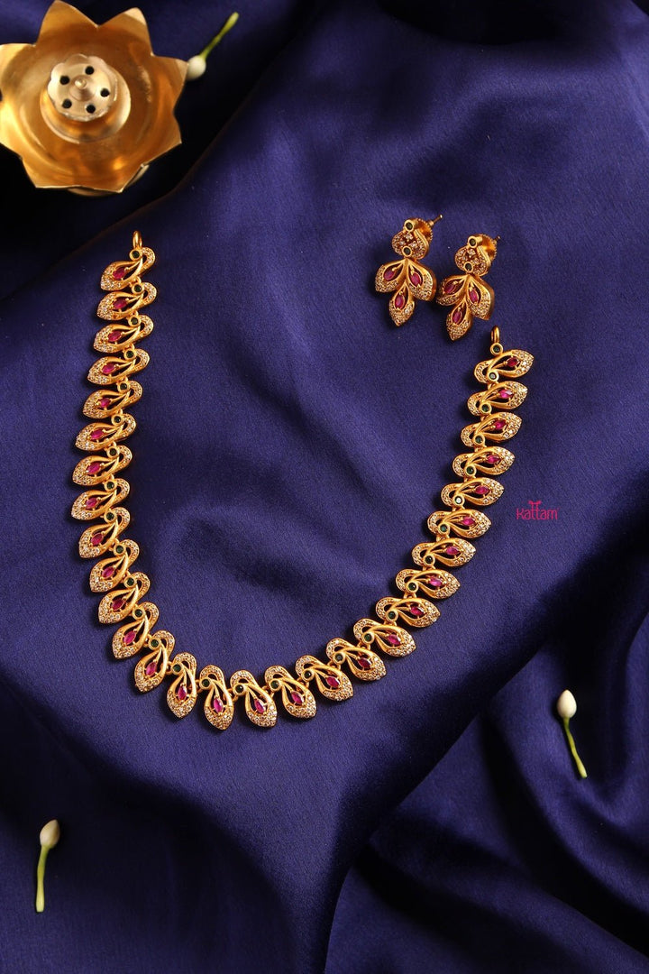 Peacock Ruby Stone Necklace - N1245