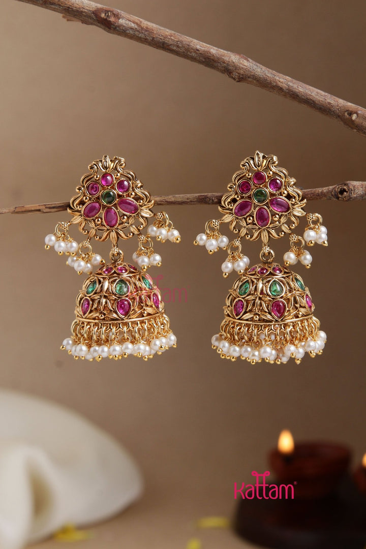 Peacock Rubygren Jhumka - E891