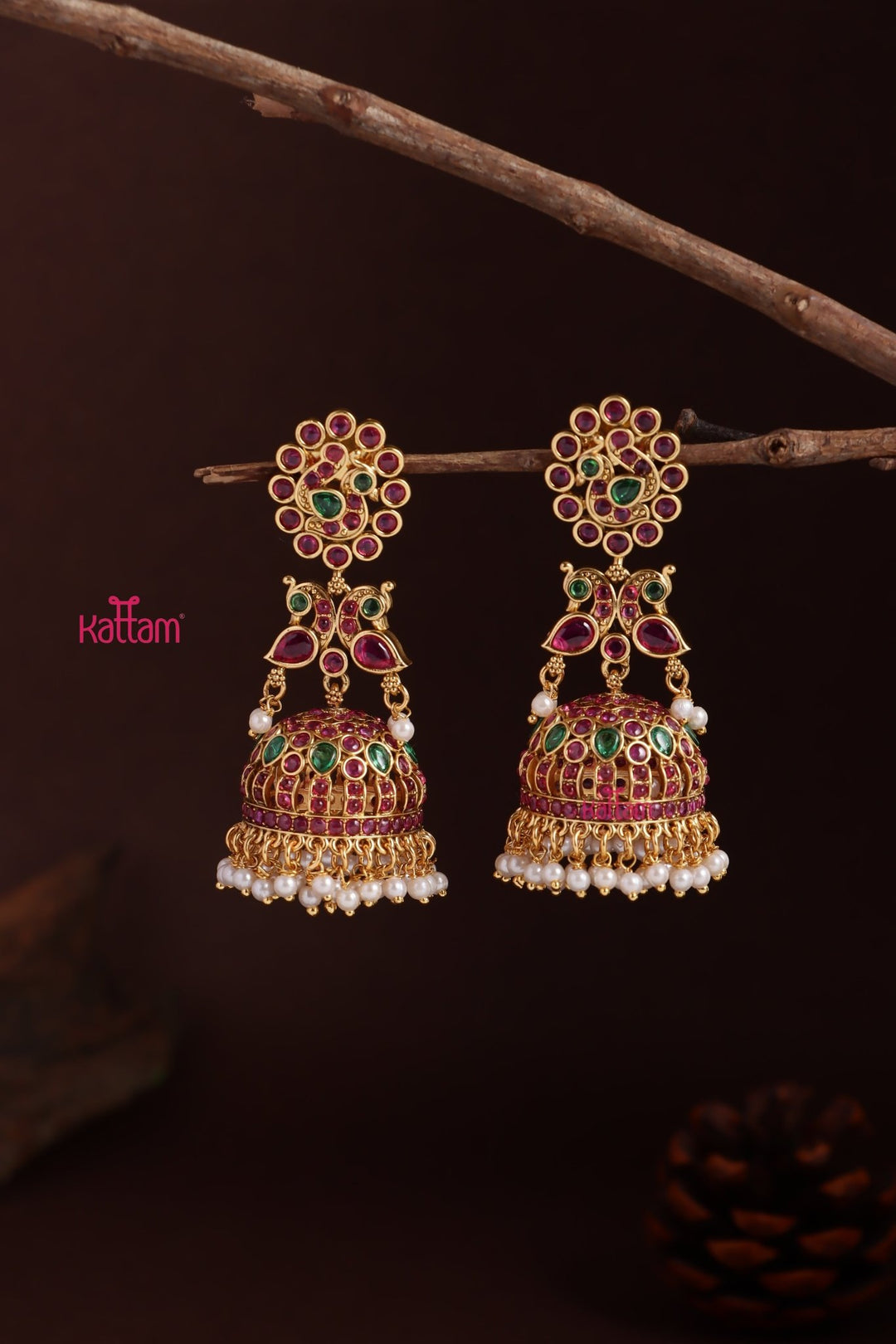 Peacock Statement Jhumka - E1230