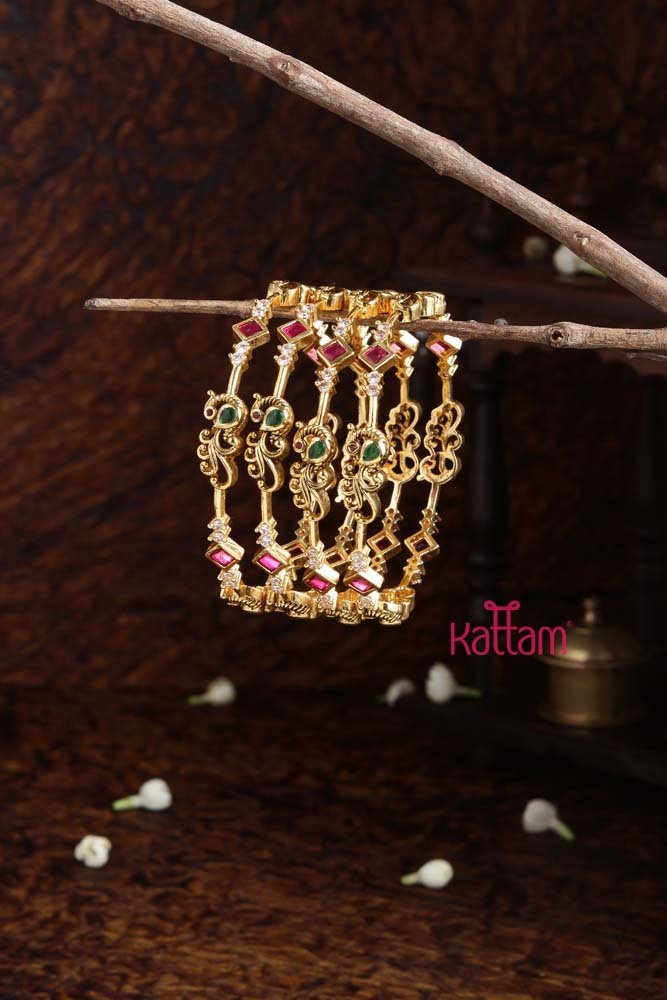 Peacock Stone Bangle (Set of 4) - B440 - V4