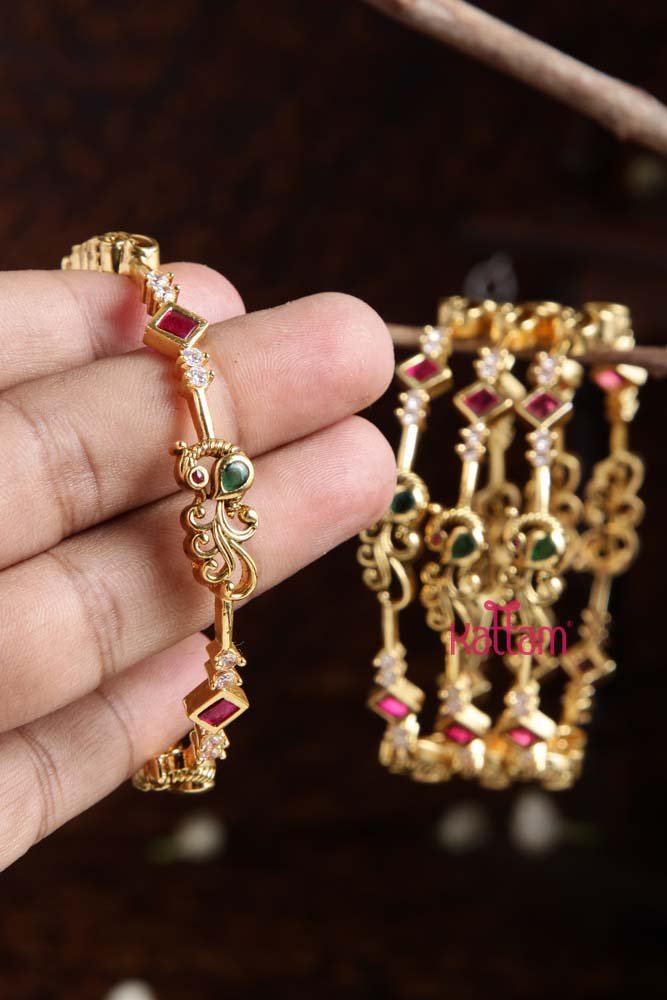 Peacock Stone Bangle (Set of 4) - B440 - V4