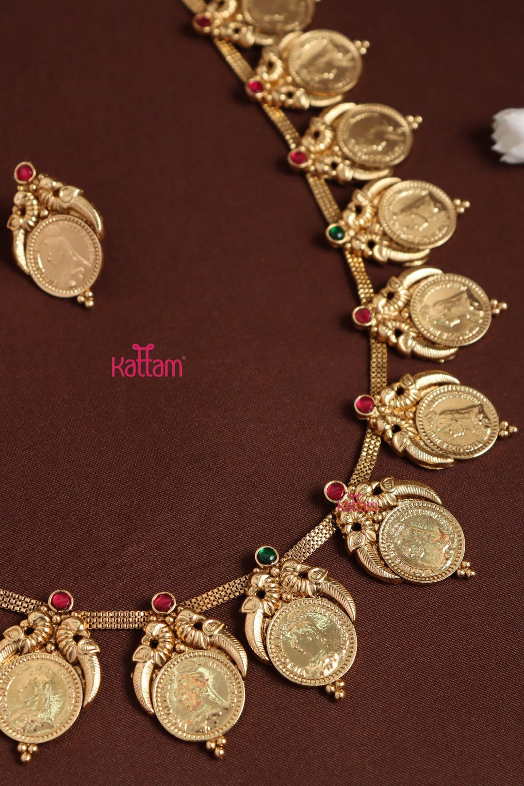 Peacock Victorian Queen Coin Necklace - N3951