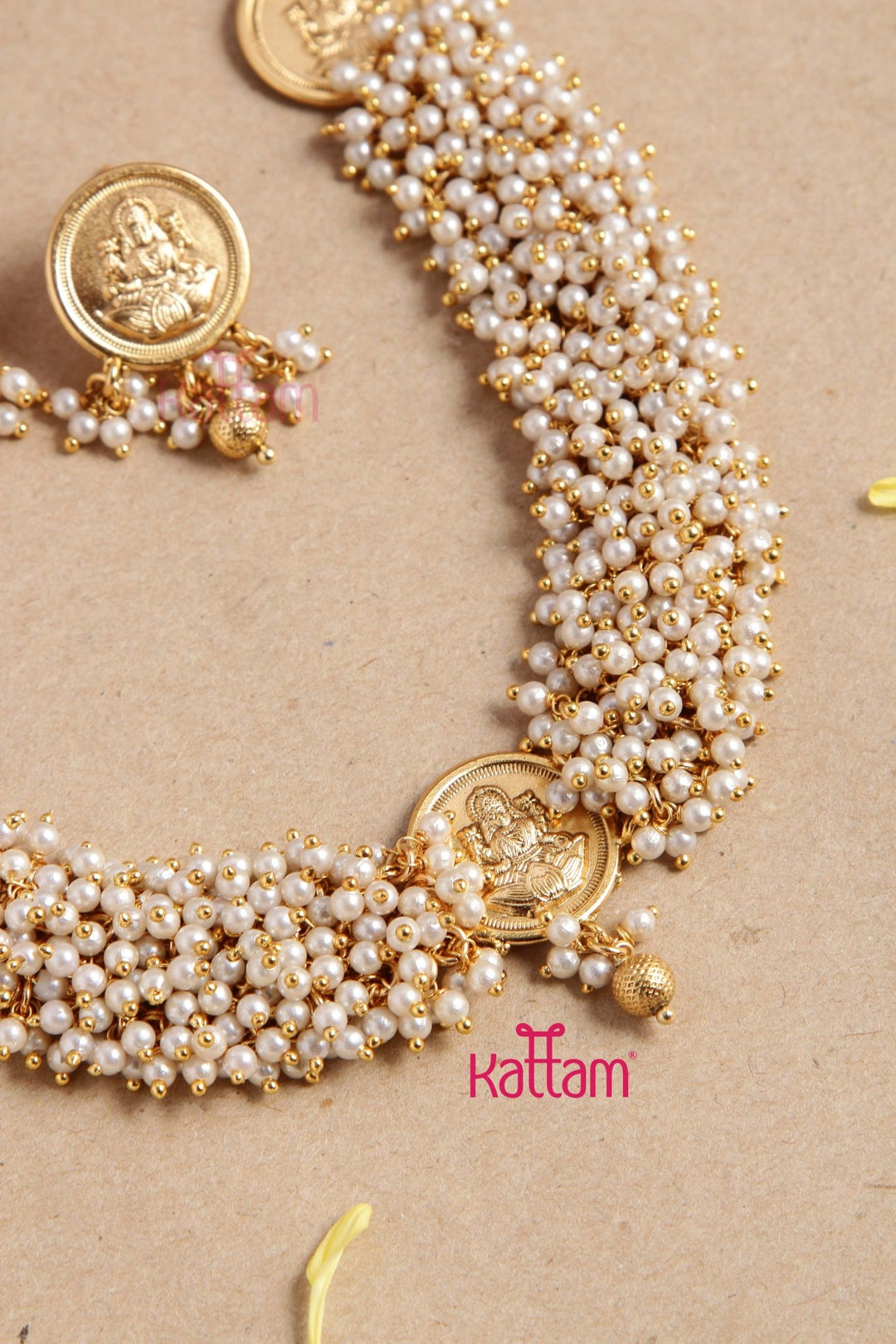 Pearl Cluster Lakshmi Coin Choker - N2878