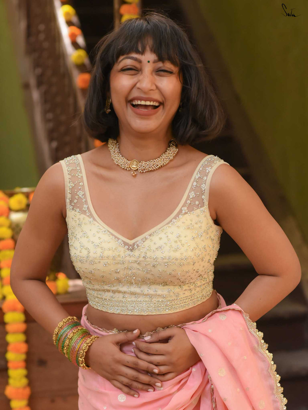 Pearl Cluster Lakshmi Coin Choker - N2878