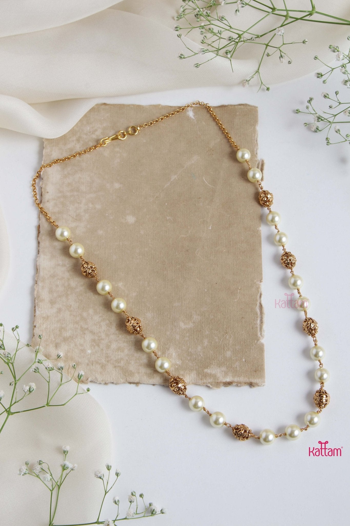Pearl Golden Ball Chain Kattam
