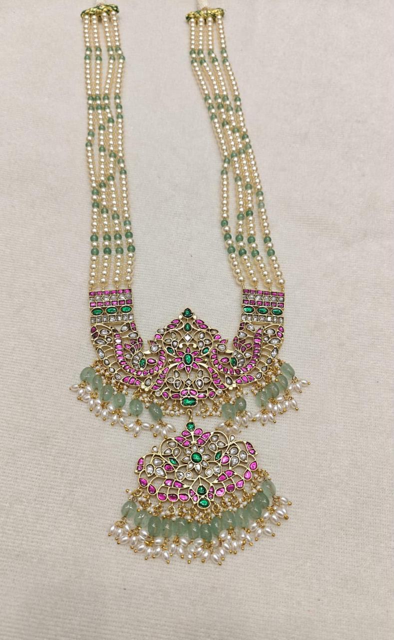 Pearl Layered Kundan Haram ( No Earring ) - N4164