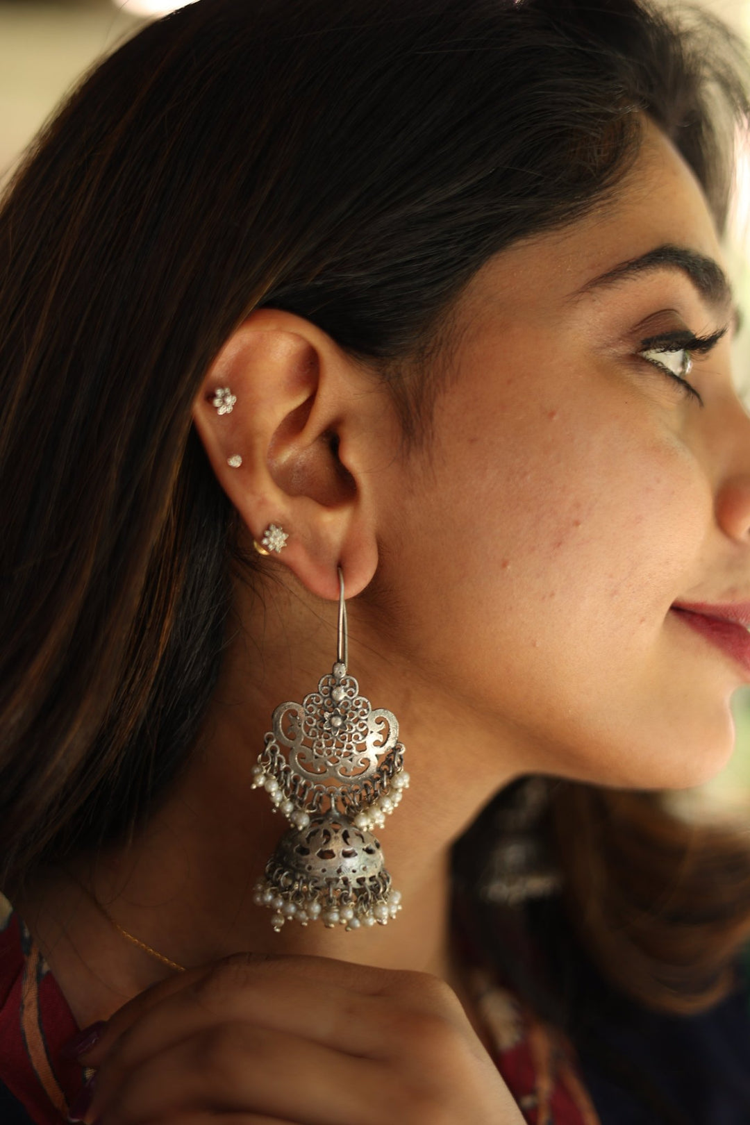 Pearl Silver Hook Earring - E225