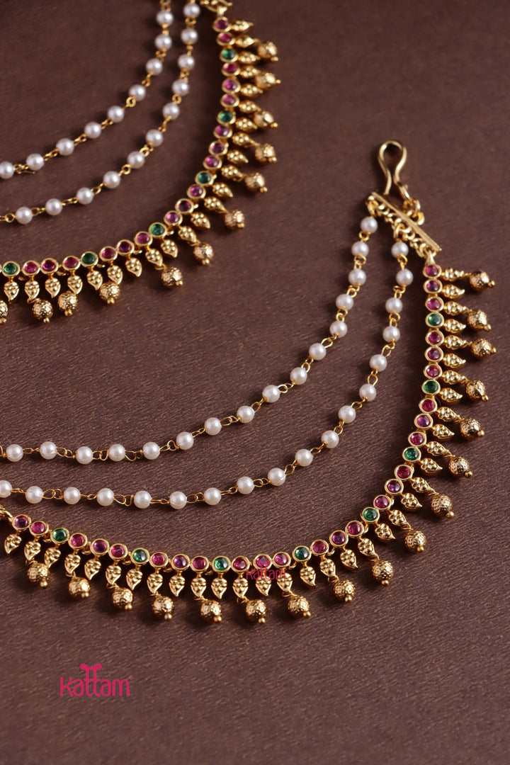 Pearl Stone Drop Earchain - EC080