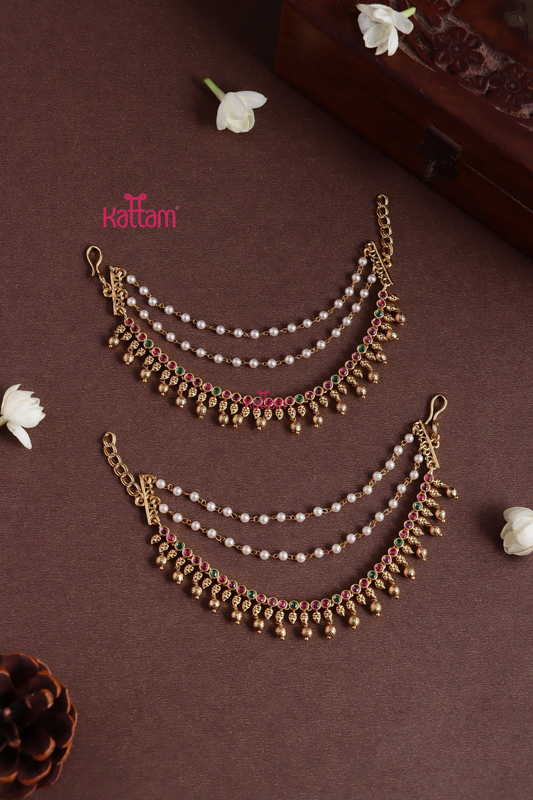 Pearl Stone Drop Earchain - EC080