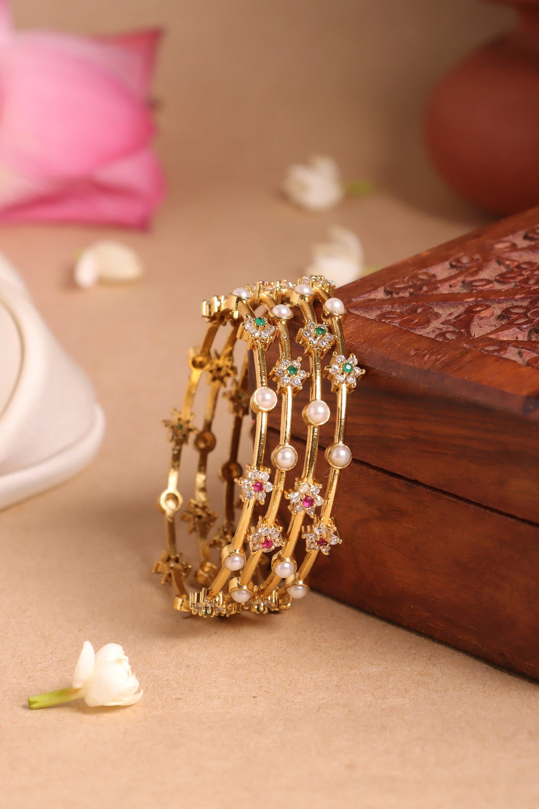 Pearl Stone Set of 4 Bangle - B642-V4