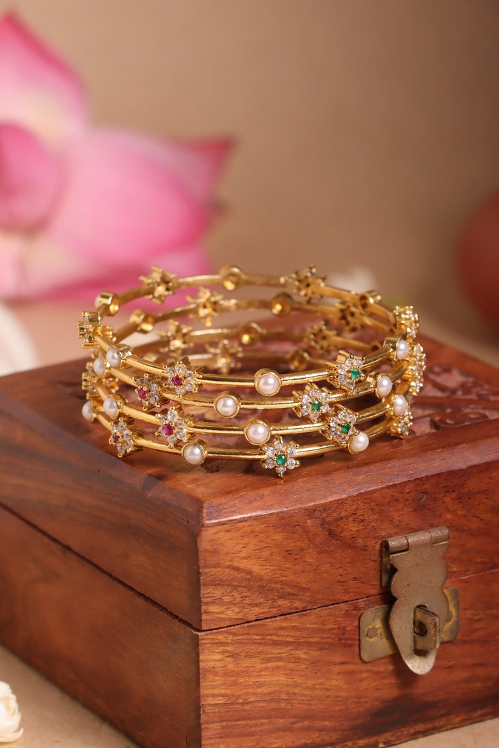 Pearl Stone Set of 4 Bangle - B642-V4