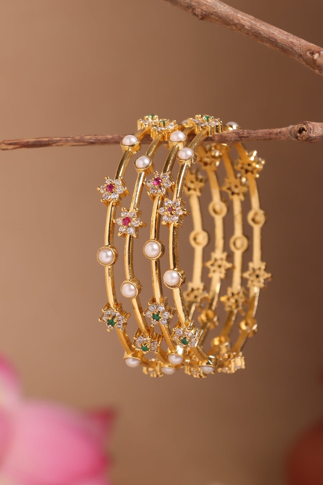 Pearl Stone Set of 4 Bangle - B642-V4