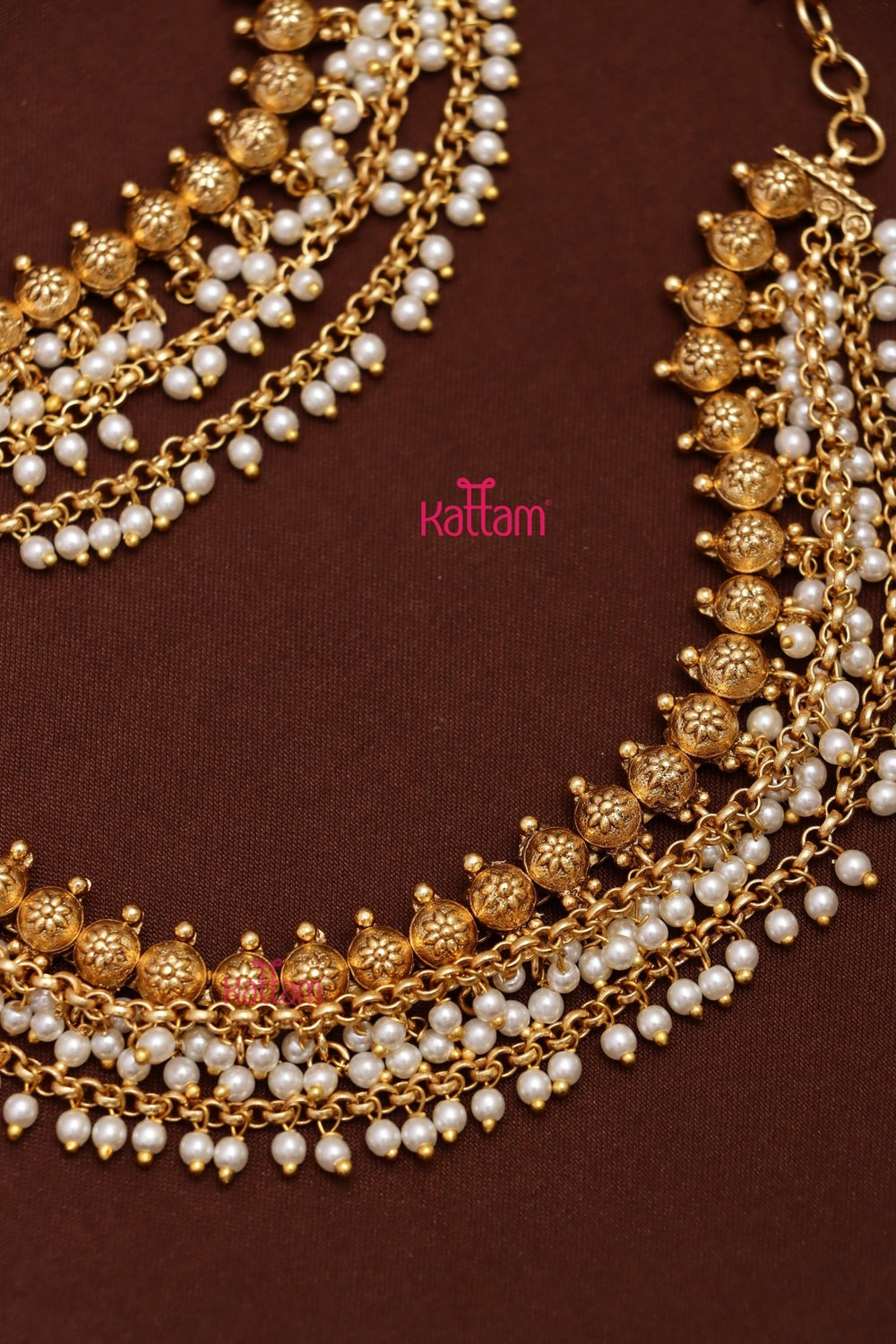 Pearl Triple Layer Beaded Ear Chain - EC060