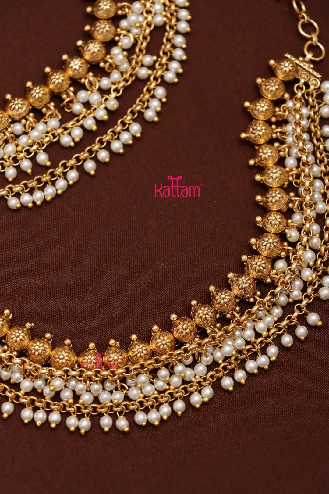 Pearl Triple Layer Beaded Ear Chain - EC060