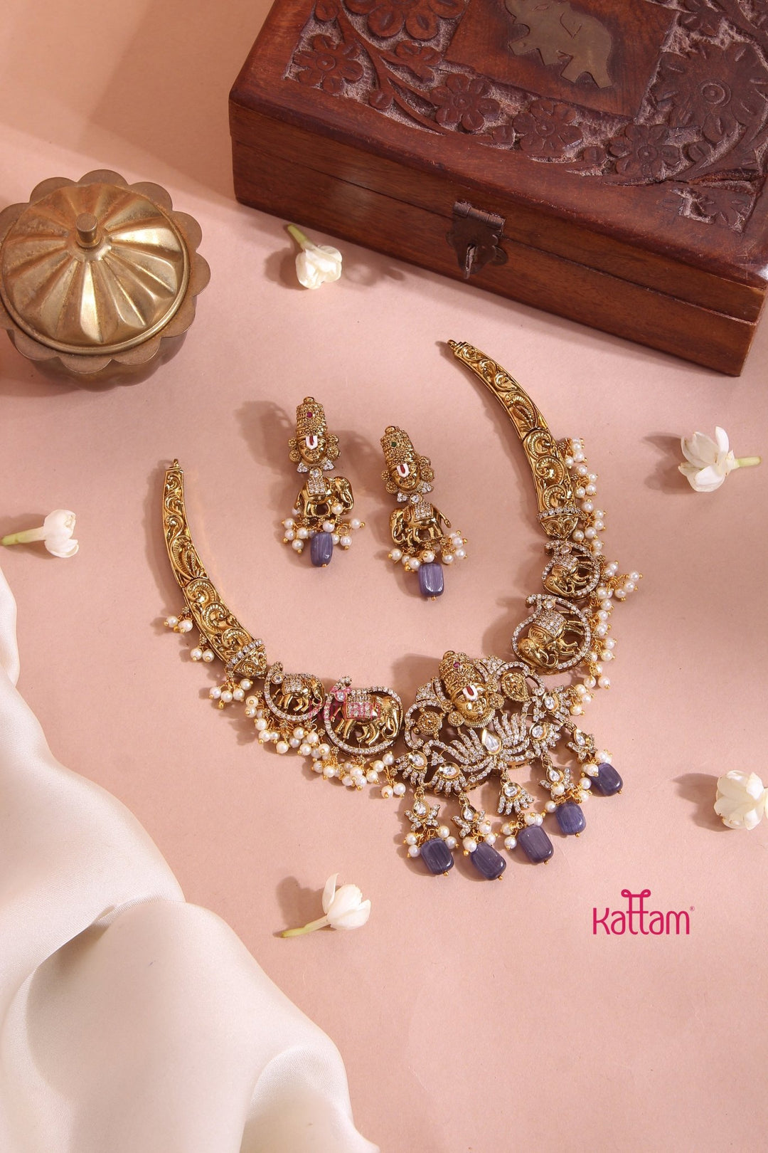 Perumal Engraved Hasli Choker - Violet - N3395
