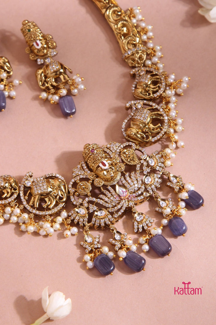 Perumal Engraved Hasli Choker - Violet - N3395