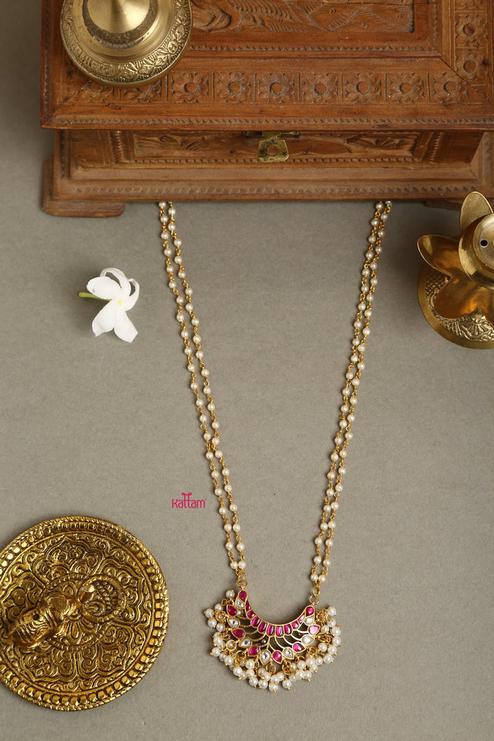 Pink Kundan Dollar Jadau Mala ( No Earring) - N850
