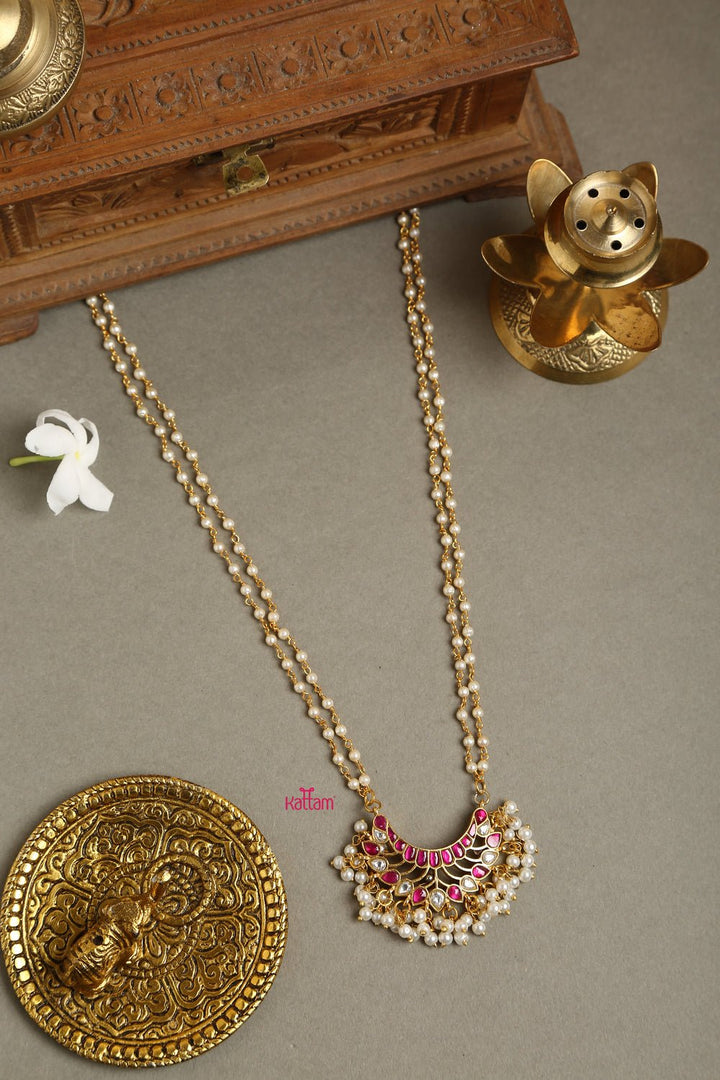 Pink Kundan Dollar Jadau Mala ( No Earring) - N850