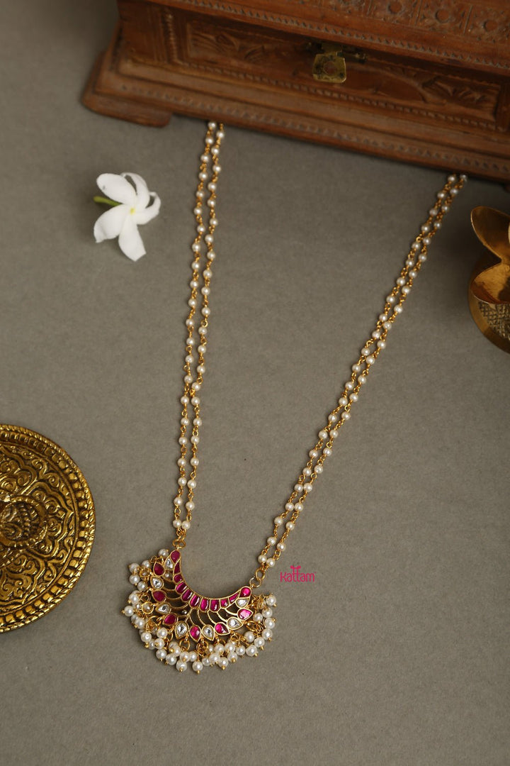Pink Kundan Dollar Jadau Mala ( No Earring) - N850