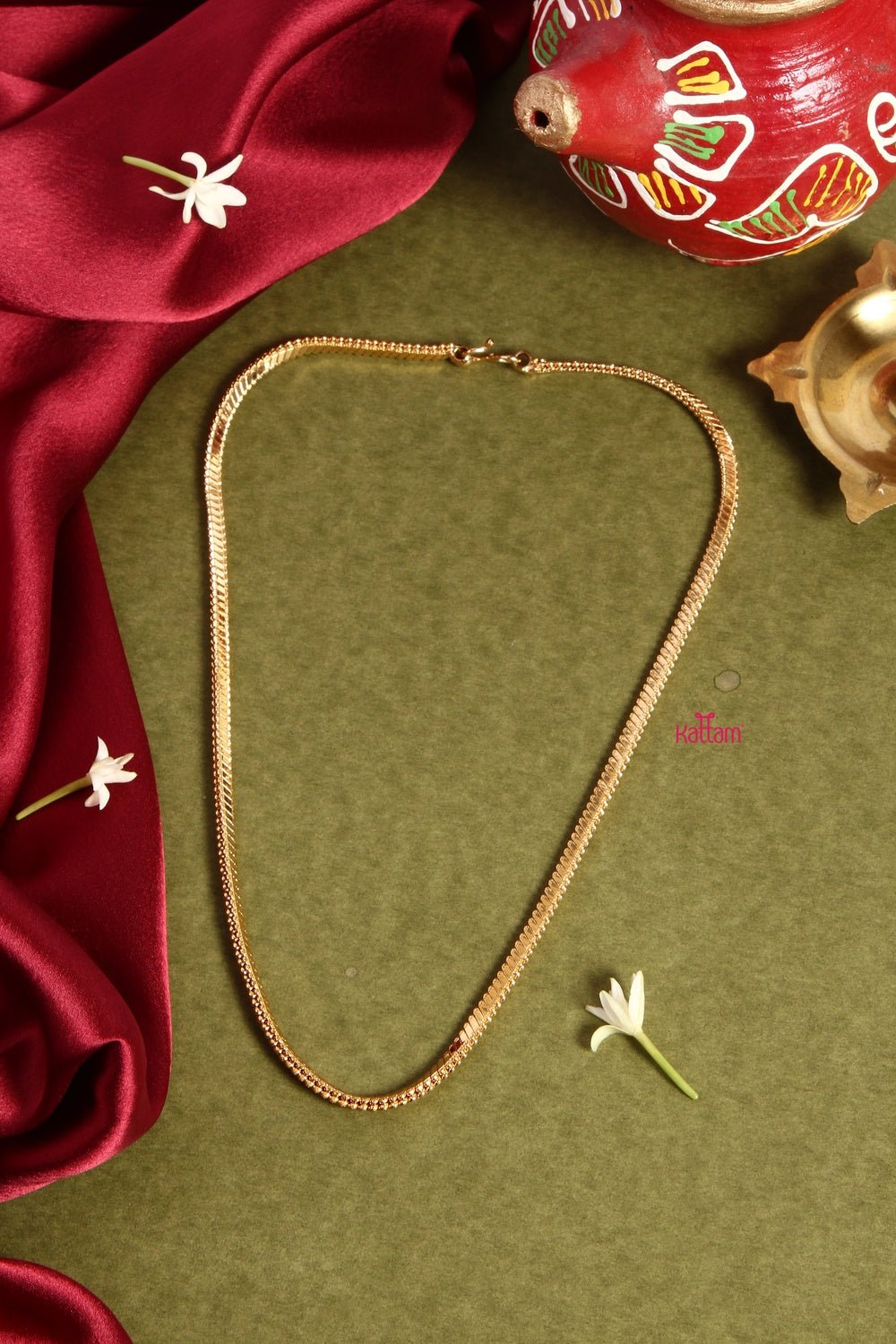 Plain Gold Chain - Design 1 (No Earring) - N1335
