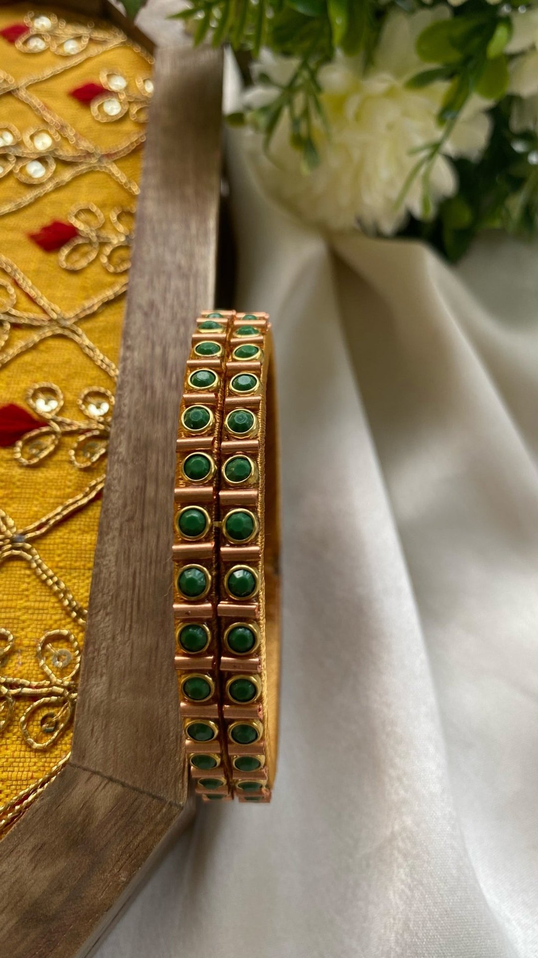 PRE ORDER - Dot Handmade Kundan Bangles (Set of 2 - 9 Colour Options Available ) - KB034 - V4