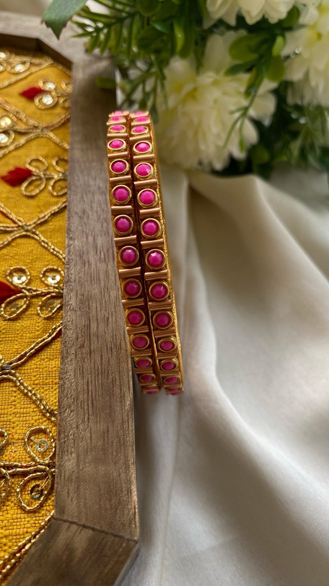 PRE ORDER - Dot Handmade Kundan Bangles (Set of 2 - 9 Colour Options Available ) - KB038 - V4