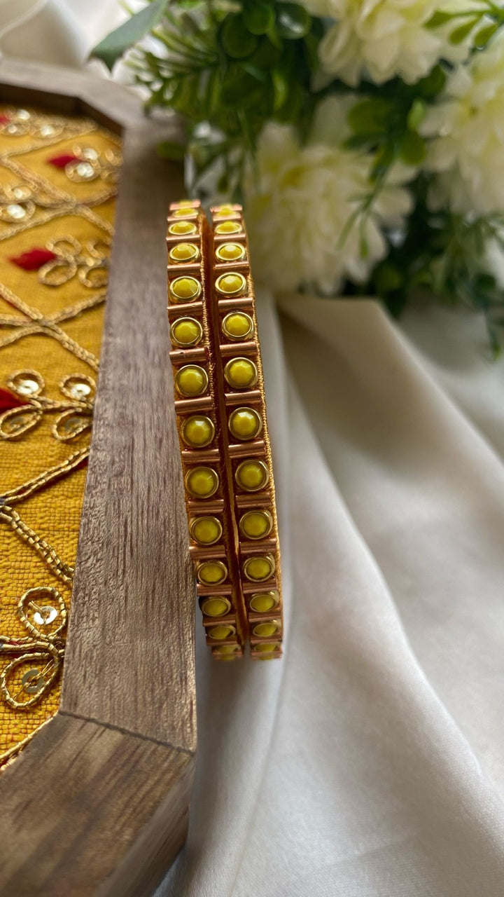 PRE ORDER - Dot Handmade Kundan Bangles (Set of 2 - 9 Colour Options Available ) - KB031 - V4