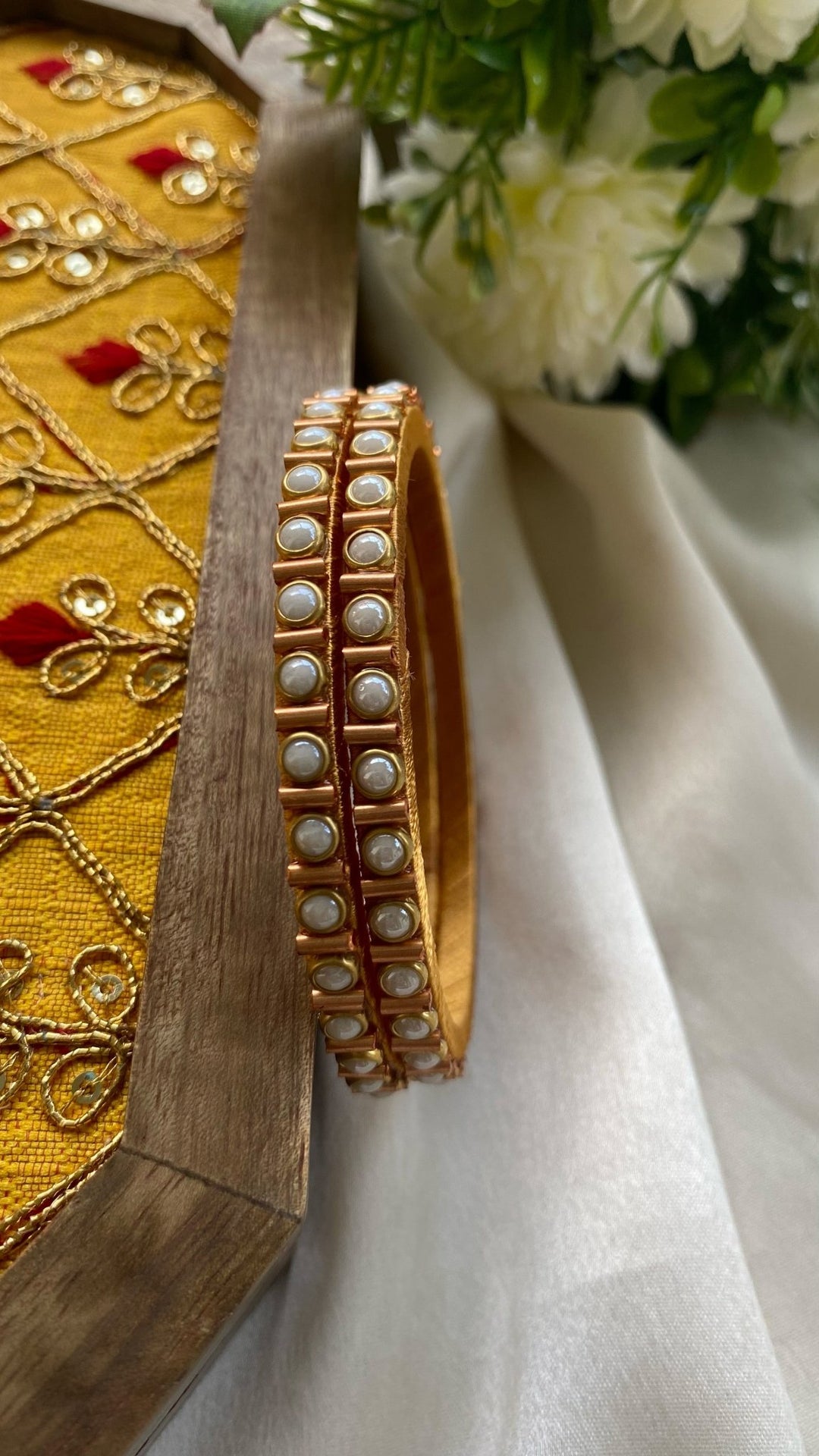 PRE ORDER - Dot Handmade Kundan Bangles (Set of 2 - 9 Colour Options Available ) - KB030 - V4