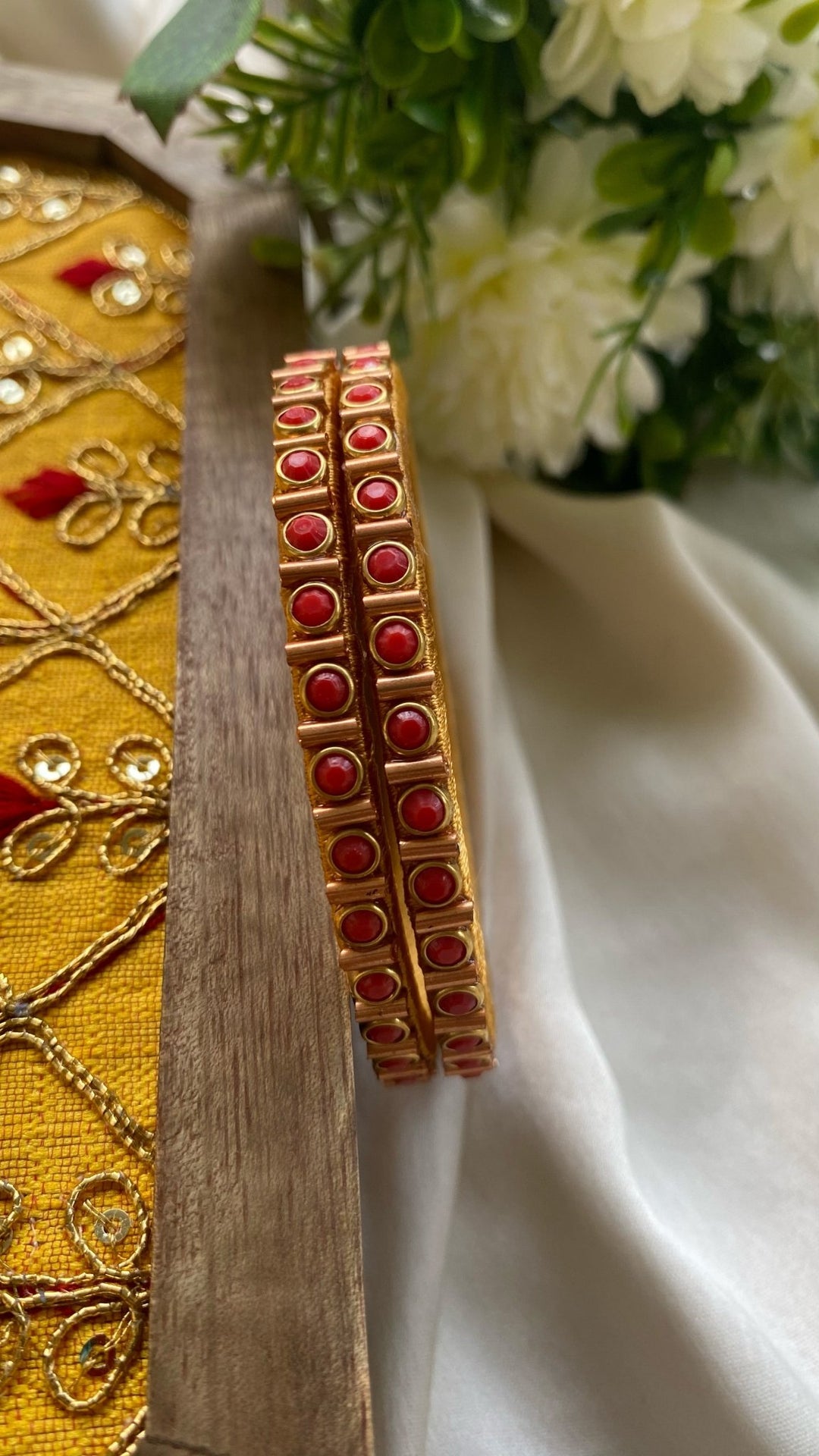 PRE ORDER - Dot Handmade Kundan Bangles (Set of 2 - 9 Colour Options Available ) - KB032 - V4