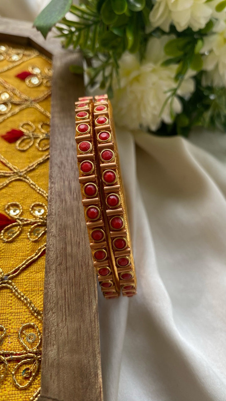 PRE ORDER - Dot Handmade Kundan Bangles (Set of 2 - 9 Colour Options Available ) - KB032 - V4