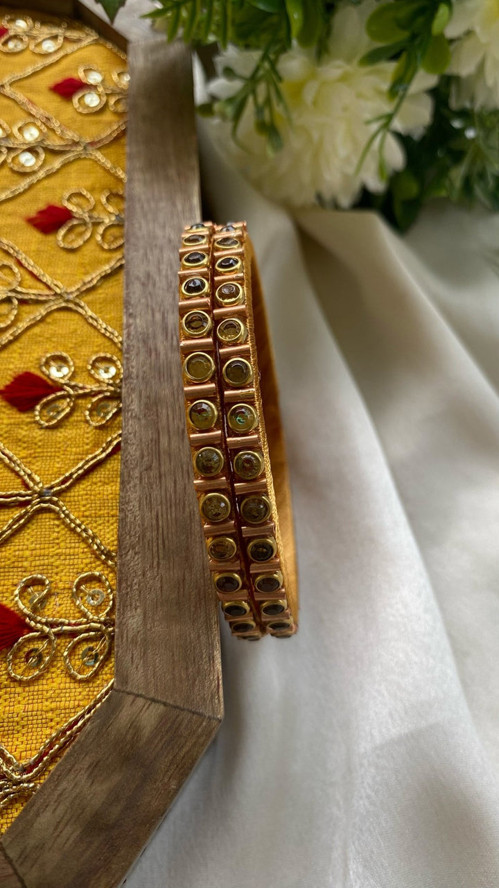 PRE ORDER - Dot Handmade Kundan Bangles (Set of 2 - 9 Colour Options Available ) - KB031 - V8