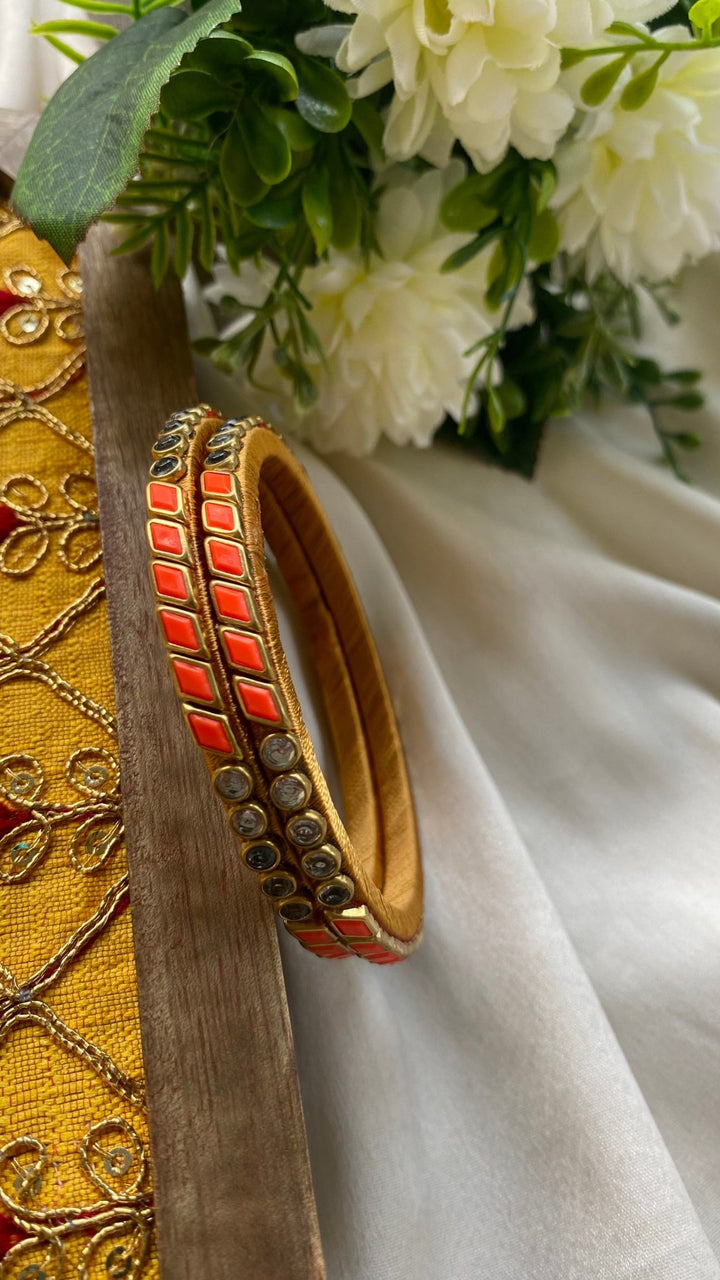 PRE ORDER - Mixed Rounds Stone Handmade Kundan Bangles (Set of 2 - 8 Colour Options ) - KB042 - V4