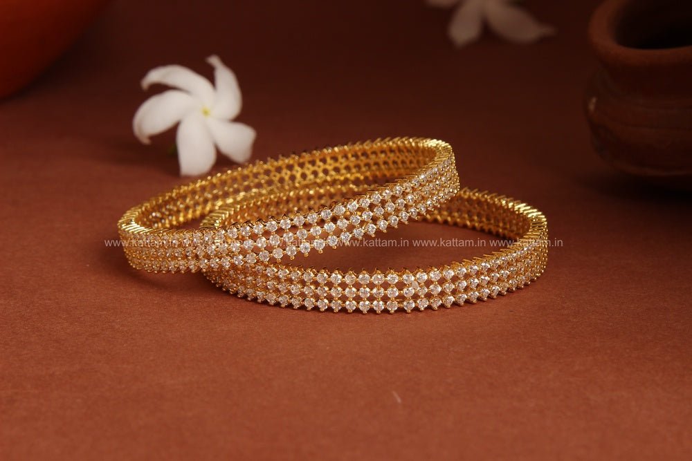 Premium 3 Line AD Stone Bangle - B185